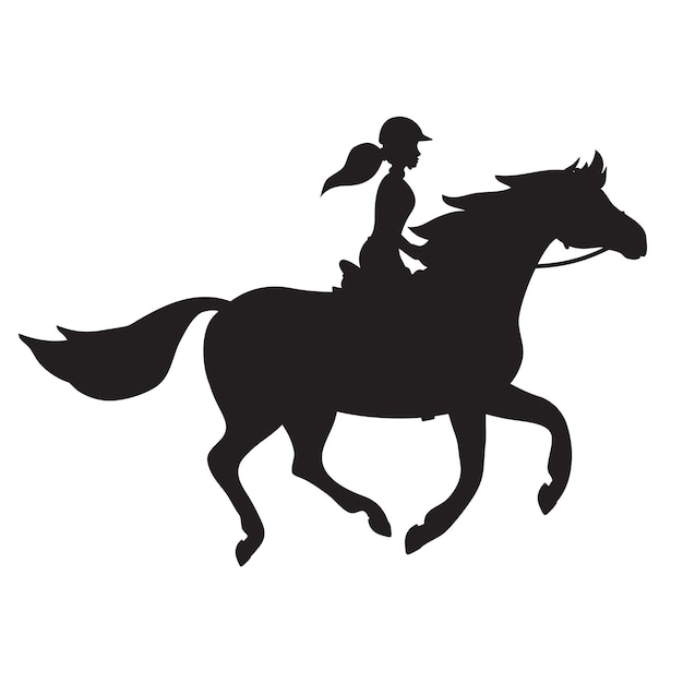 Vecteur, Femme, équitation, A, Cheval, Silhouette