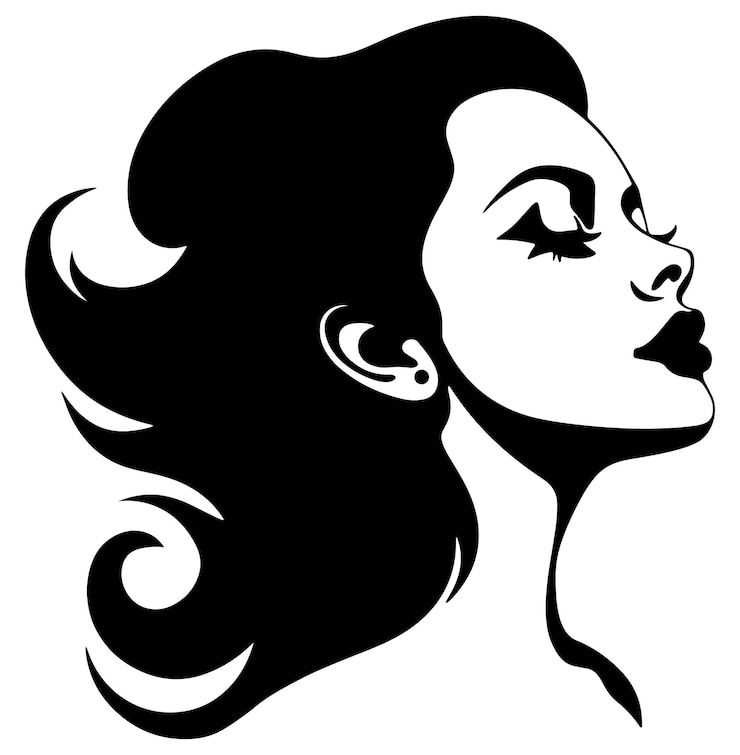Vecteur vecteur femme vecteur silhouette du visage vecteur de la tête de la femme vécteur de la silhouette de la tête féminine