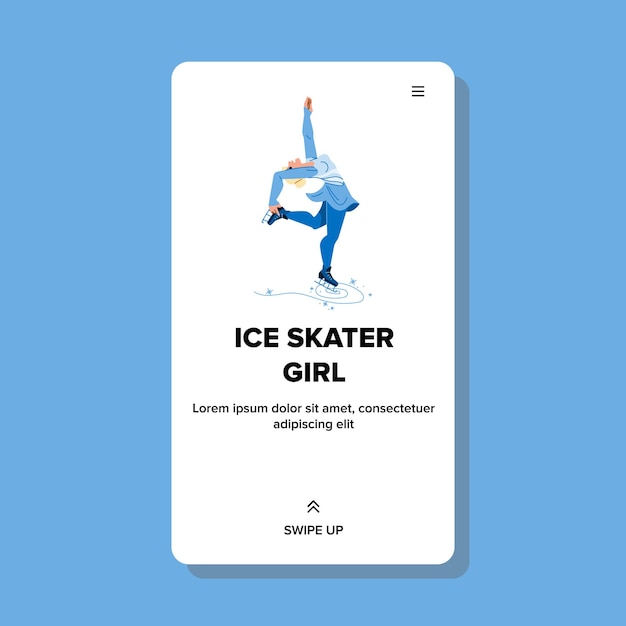 Vecteur De Fille De Patineur De Glace