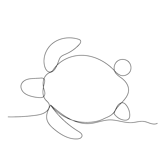 Vecteur Fond Blanc Dessin Au Trait Unique D'une Tortue