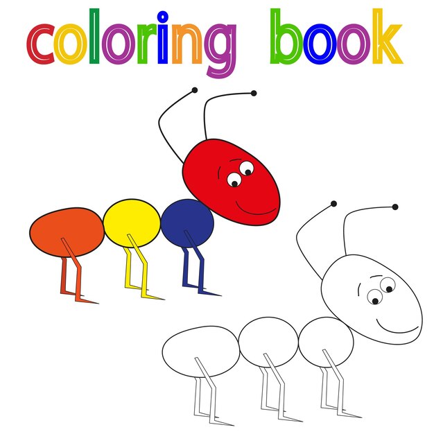 Vecteur Sur Fond Blanc Fourmi à Colorier Livre