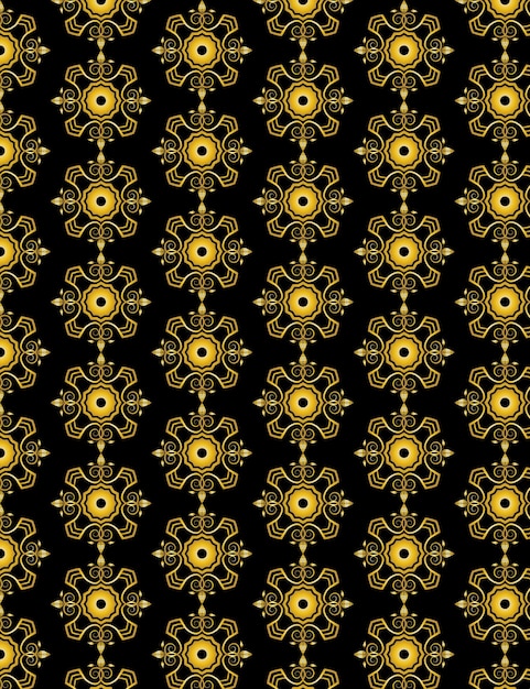 Vecteur de fond de motif de cadre d'ornement floral doré sur la couleur noire foncée
