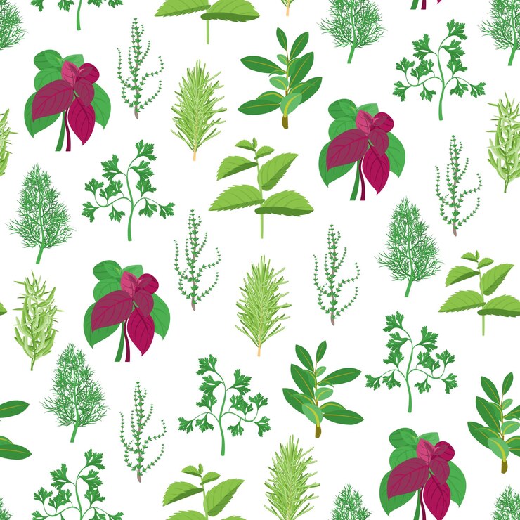 Vecteur vecteur de fond de motif sans couture aux herbes