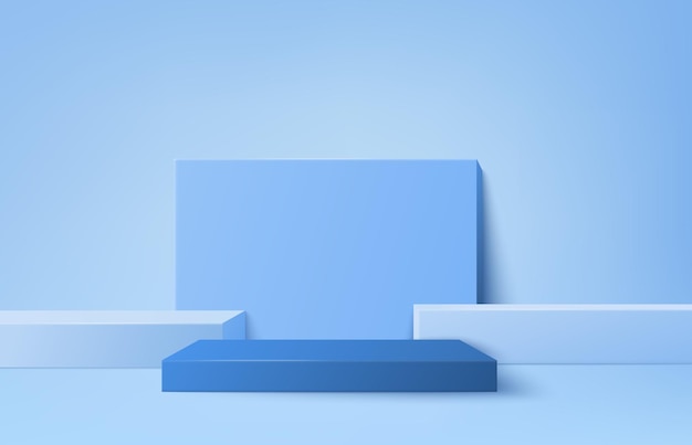 Vecteur vecteur de fond rendu bleu 3d avec podium scène pastel bleu minimal