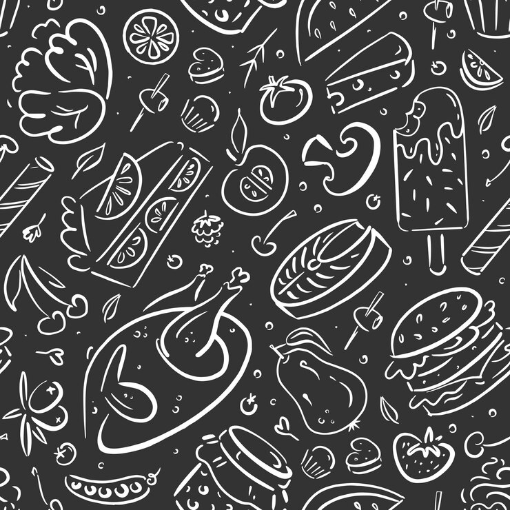 Vecteur un vecteur de fond sans couture avec de la nourriture illustration de la nourriture