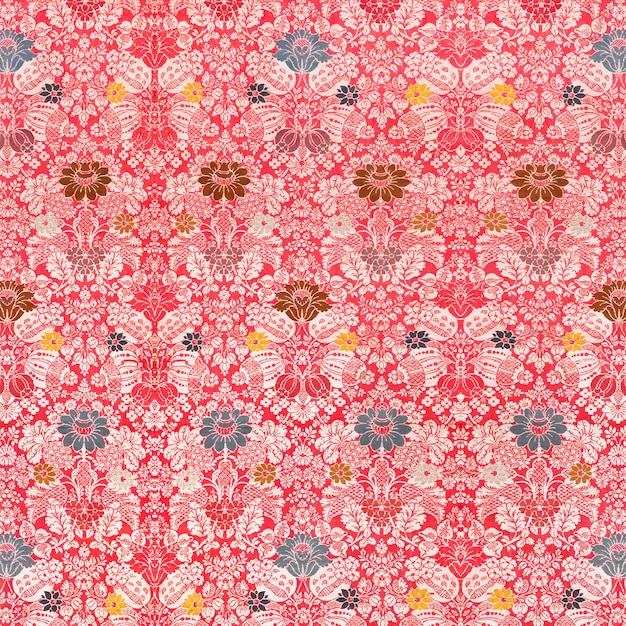 Vecteur De Fond Vintage Motif Floral Rouge