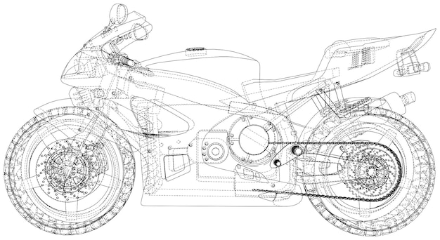 Vecteur vecteur de format eps filaire technique moto sport créé de d