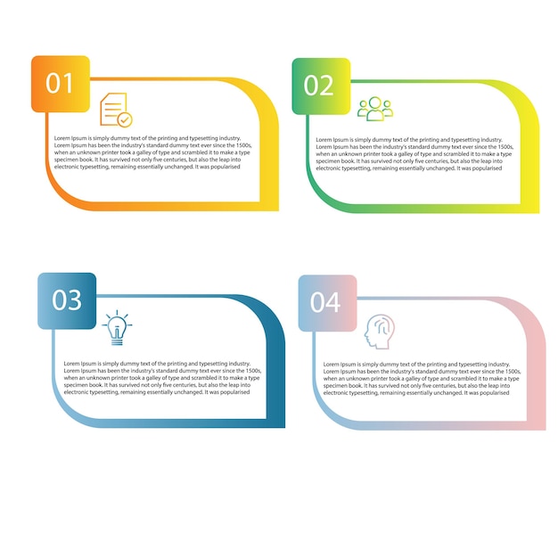 Vecteur de forme de rectangle d'infographie Concept de processus de modèle Étape pour la stratégie