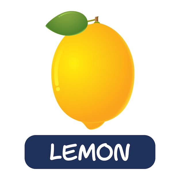 Vecteur de fruits citron dessin animé isolé sur fond blanc