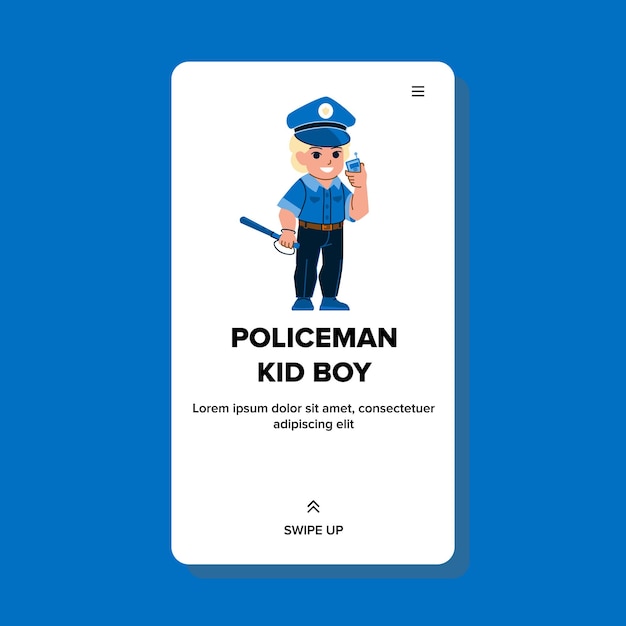 Vecteur De Garçon Enfant Policier