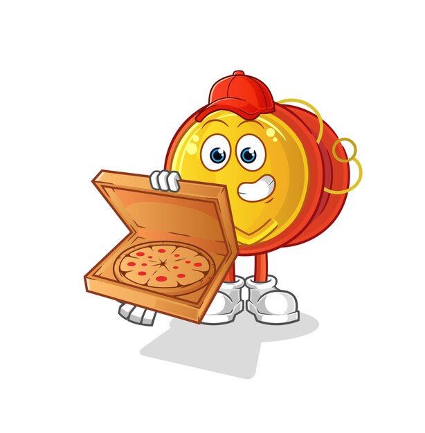 Vecteur De Garçon De Livraison De Pizza Yoyo. Personnage De Dessin Animé