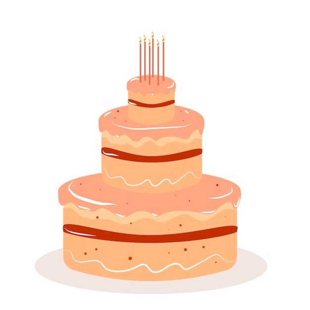 Vecteur de gâteau d'anniversaire isolé sur fond blanc. Bon anniversaire.