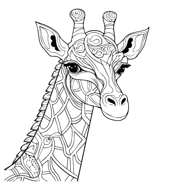 Un vecteur girafe enfants coloriage vierge conception imprimable à remplir en couleur