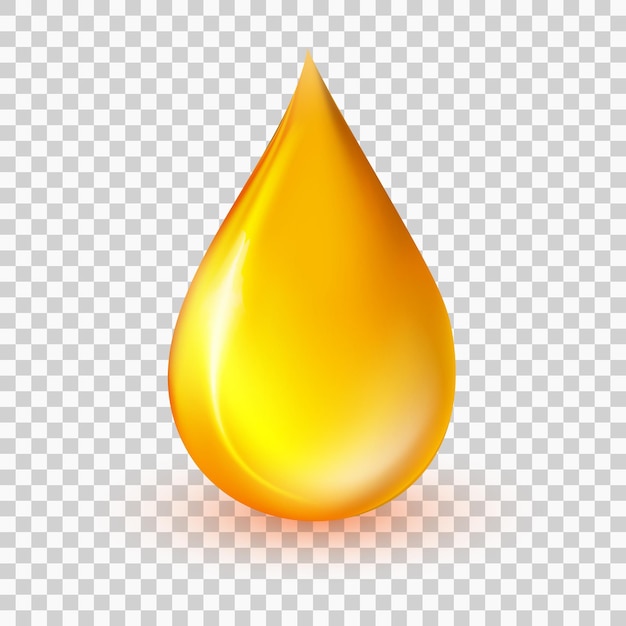 Vecteur de goutte d'huile Gouttelette de liquide jaune réaliste Essence de collagène doré Icône de goutte de miel 3d