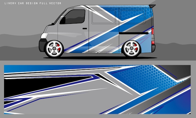 vecteur graphique de livrée van. conception abstraite de fond grunge pour l'enveloppe de vinyle de véhicule et la marque de voiture