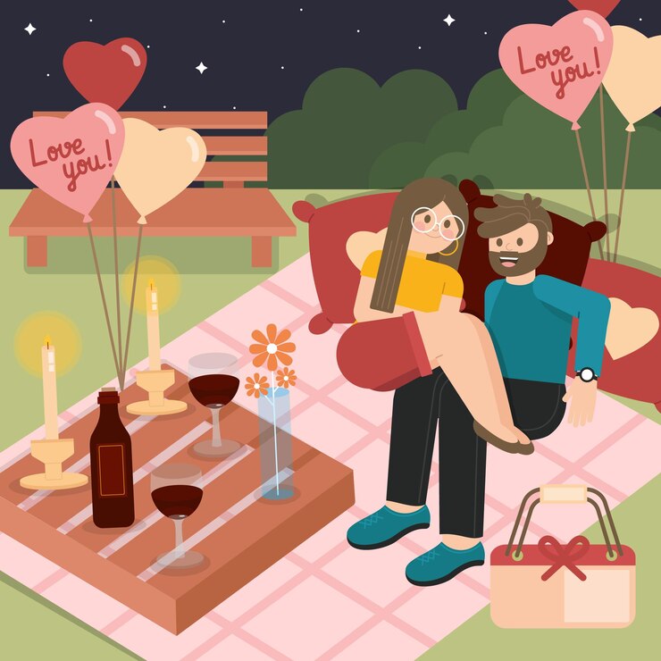 Vecteur gratuit : amour couple design plat illustration
