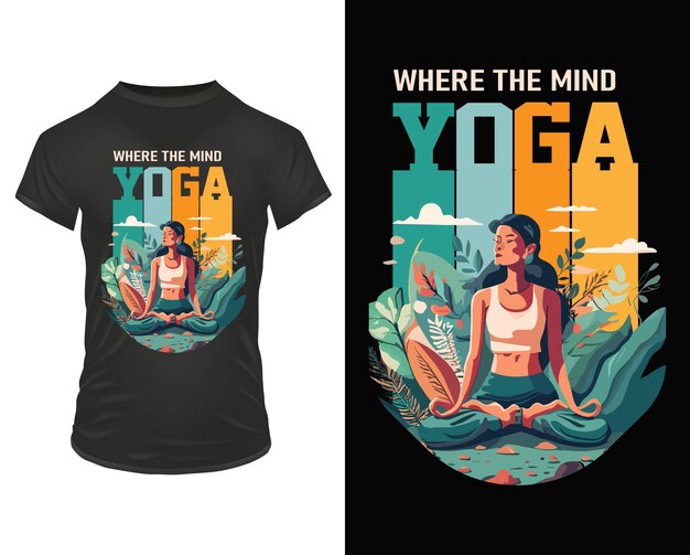 Vecteur vecteur gratuit de conception de t-shirt de yoga unique