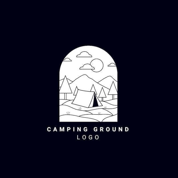 Vecteur Gratuit De Logo Minimaliste De Dessin Au Trait De Camping