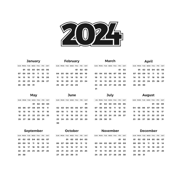 Vecteur Gratuit Modèle De Calendrier 2024 Vecteur Premium