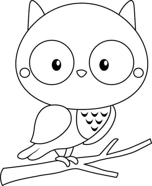 Un Vecteur D'un Hibou Mignon En Coloration Noir Et Blanc