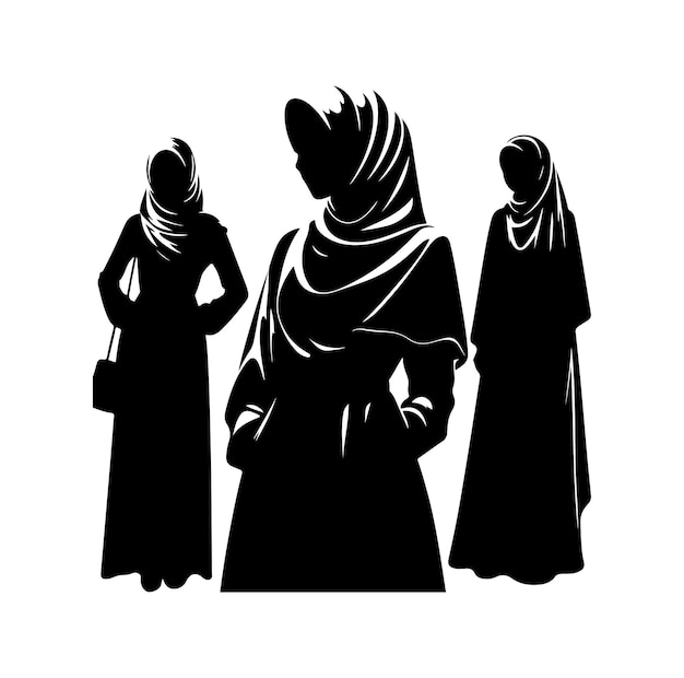Vecteur vecteur hijab style femme vecteur silhouette couleur noire un vecteur de femme hijab élégant