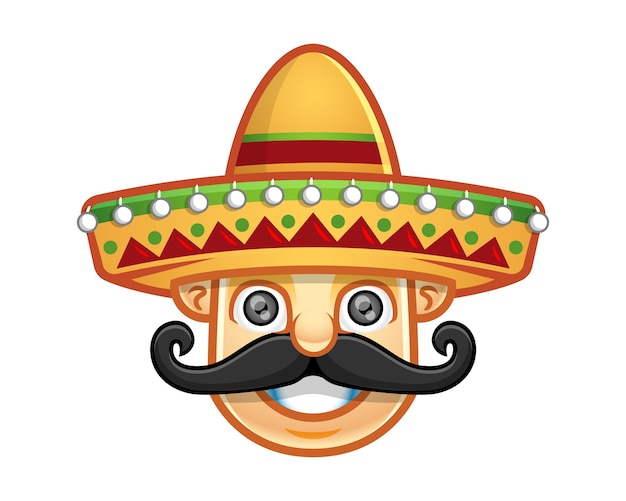 Vecteur vecteur d'un homme portant sombrero avec moustache