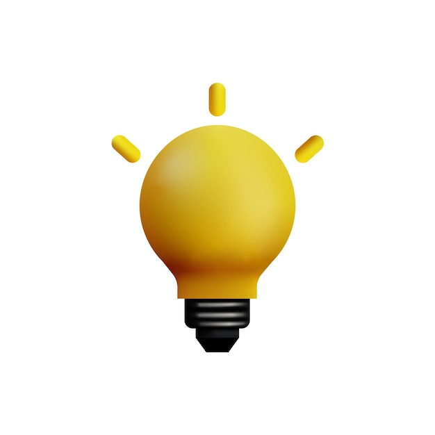 vecteur d'icône d'ampoule jaune minimal de style dessin animé 3d