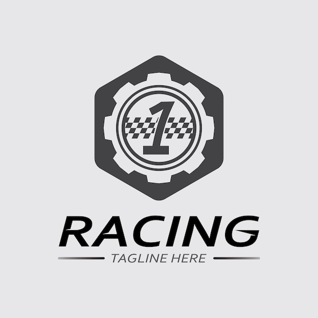 Vecteur le vecteur de l'icône de la course et de la vitesse du logo, l'illustration de la course du drapeau de la course, la conception du logo
