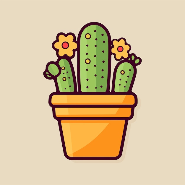Vecteur De L'icône Du Pot De Cactus Succulent