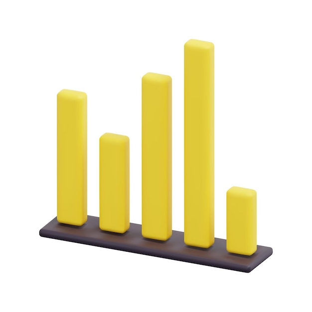 Vecteur d'icône graphique à barres 3d isolé sur fond blanc concept d'économie 3d Objectif pour l'investissement et l'argent des finances bancaires d'entreprise Dessin animé style minimal 3d icône vecteur rendu illustration