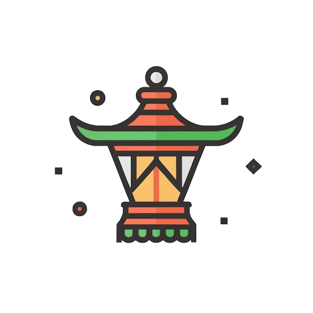 Vecteur vecteur d'icône de lanterne traditionnelle de fanoos