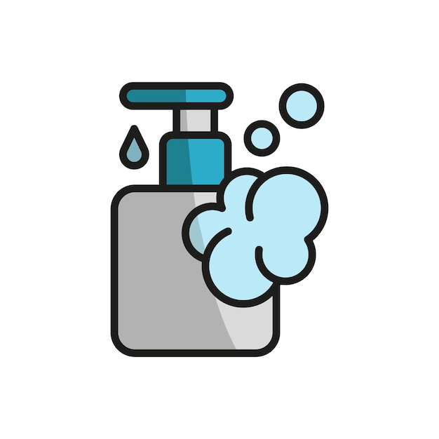 Le vecteur d'icône de la salle de bain au savon liquide est un design de base simple et moderne.