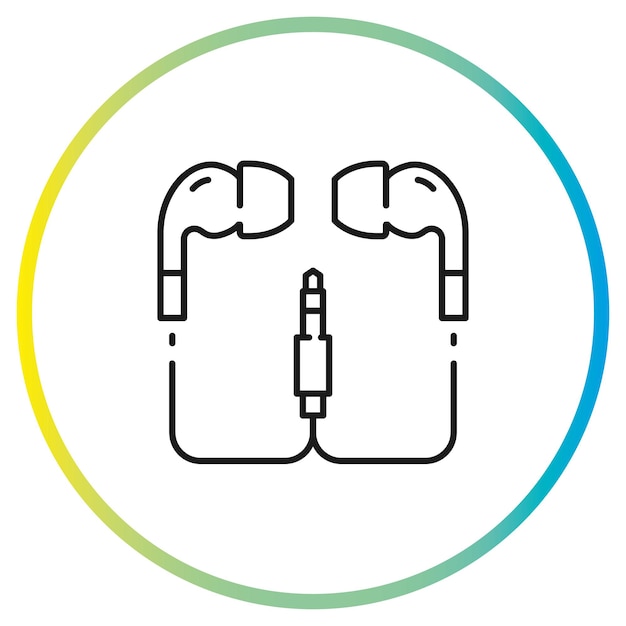 vecteur d'icône de signe de ligne d'écouteurs