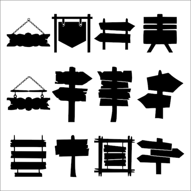 Vecteur d'icône de signe de silhouette en bois