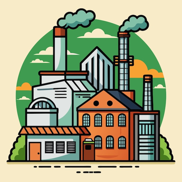 Vecteur d'icône d'usine de papier avec machine à papier d' usine