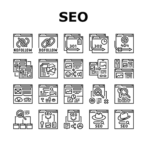Le vecteur des icônes d'audit technique SEO est défini