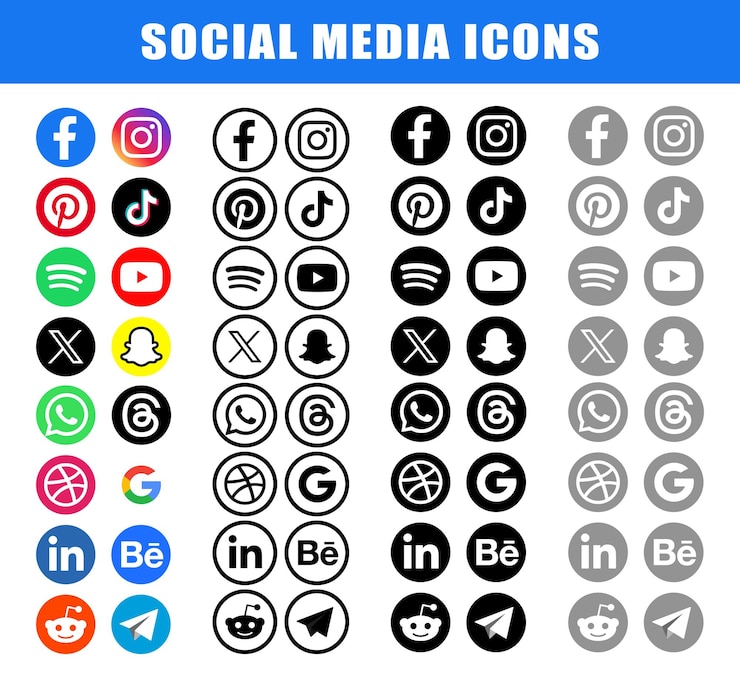 Vecteur le vecteur des icônes des logos des applications de médias sociaux célèbres