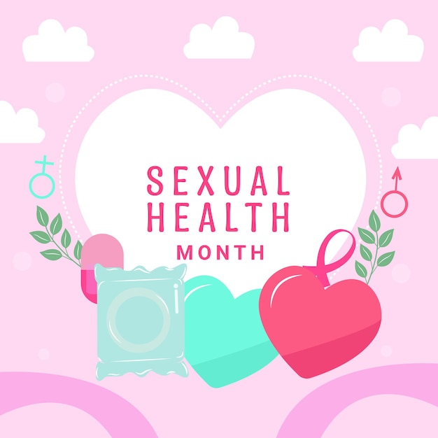 Vecteur d'illustration de conception de concept de mois de santé sexuelle