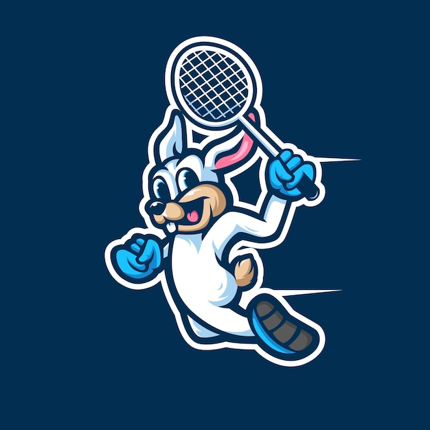 Le vecteur d'illustration de conception de logo de mascotte de Sports de lapin