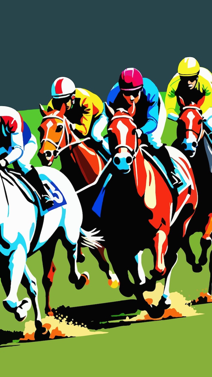 Vecteur un vecteur d'illustration de dessin animé de course de chevaux