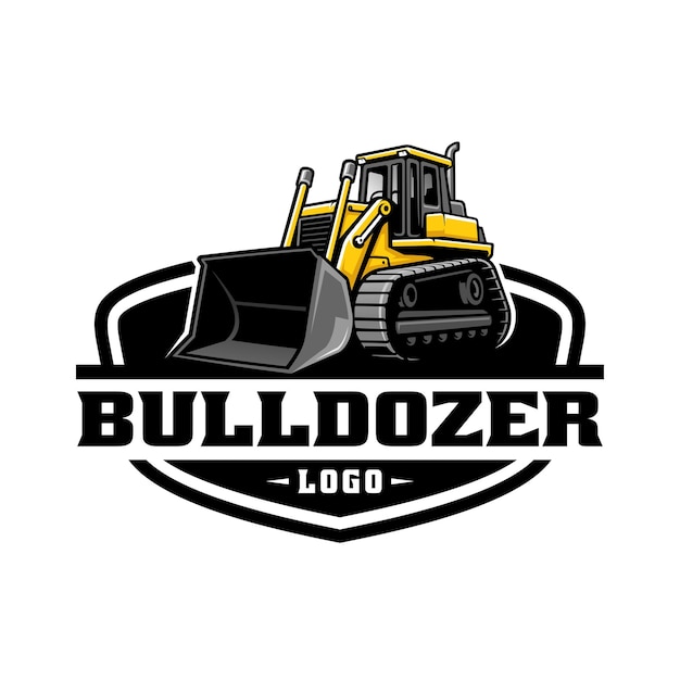 Le Vecteur De L'illustration Du Logo Du Véhicule De Construction De Bulldozer
