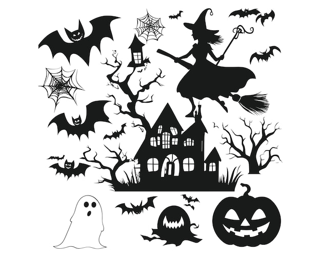 Le vecteur d'illustration de l'ensemble d'éléments d'Halloween