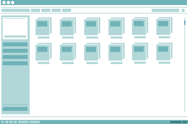 Vecteur un vecteur illustration de fenêtre de cadre d'interface avec la conception de dossiers