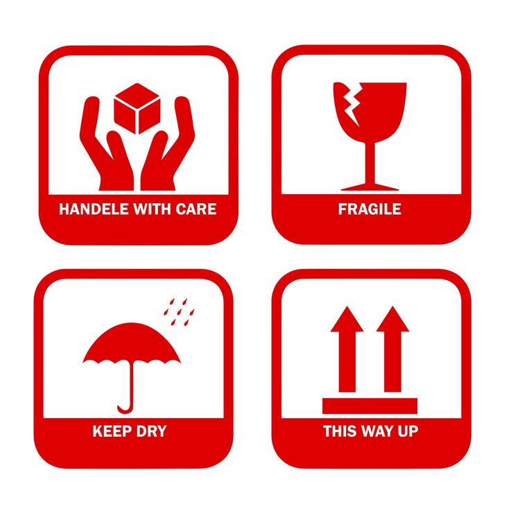 Vecteur vecteur d'illustration fragile, manipuler avec soin autocollant et affiche pour le service de livraison