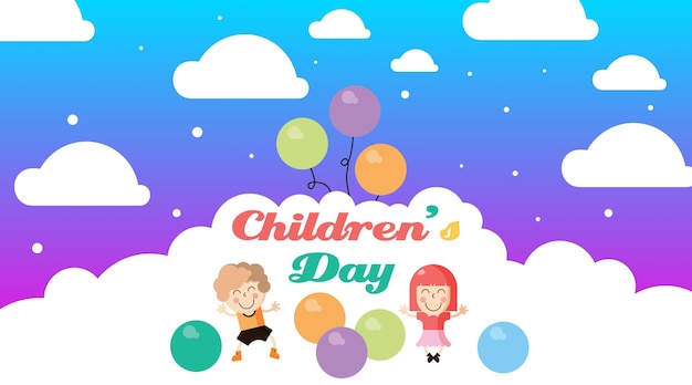 Vecteur D'illustration De La Journée Des Enfants Heureux. Bannière Web Colorée De La Journée Des Enfants Heureux