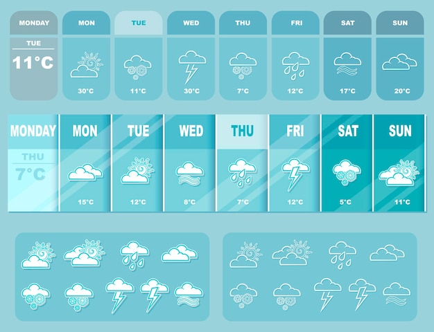 Un Vecteur Illustration De Météo Big Blue Prévisions Avec Des Icônes