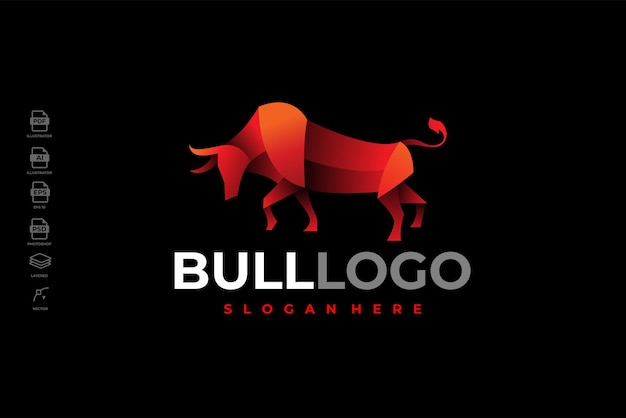 Vecteur vecteur d'illustration de modèle de logo bull ox coloré dégradé moderne