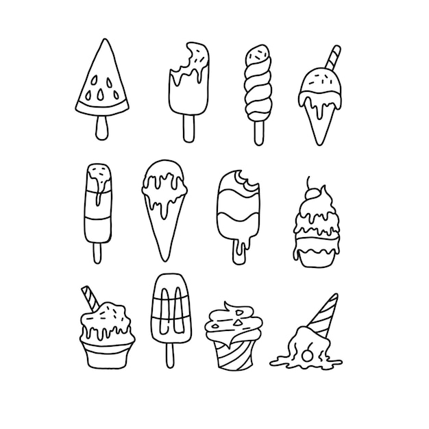 Vecteur d'illustrations d'art de doodle de crème glacée