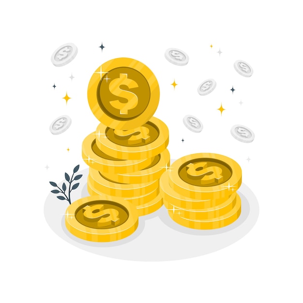 Vecteur d'illustrations à plat de pièces de monnaie