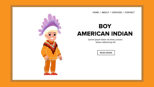 Vecteur vecteur indien américain garçon